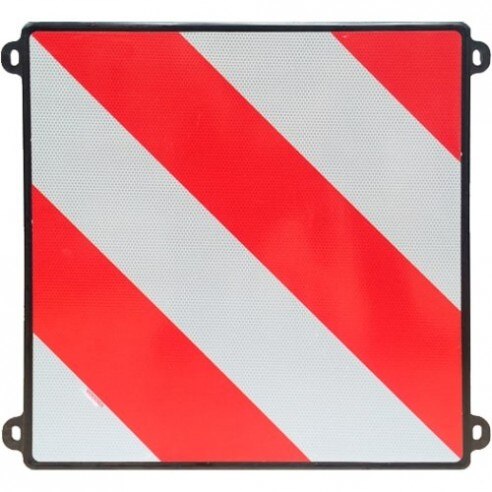 Placa V20 señalizacion carga saliente medidas 50 x 50 cm. homologada, fabricada en plástico con agujeros exteriores