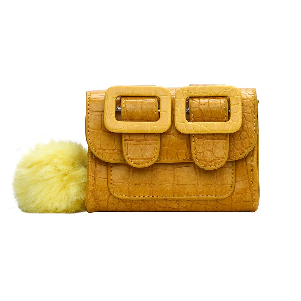 Mini vierkante crossbodytas met krokodillenmotief, leren dameshandtas met ketting en schoudertas: Geel