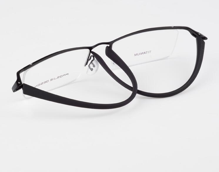 Titanium TR90 Flexibele Mannen Half Randloze Zwarte Brilmonturen Bril Optische Rx staat