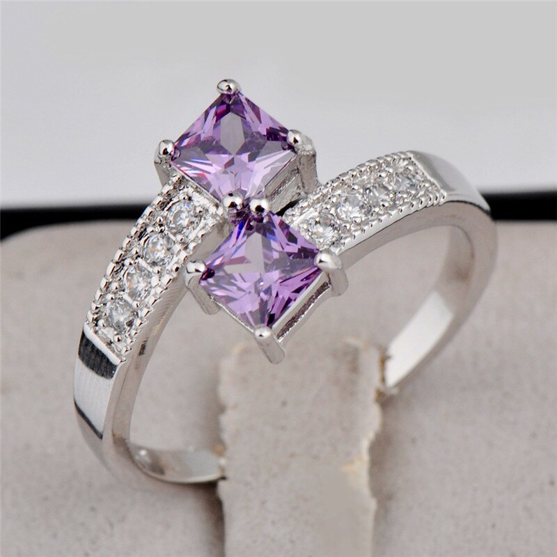 Charm Female Ladies Purple Stone Ring Vintage Love Engagement Ring Luxury Wedding Bands Rings For Women Jewelry