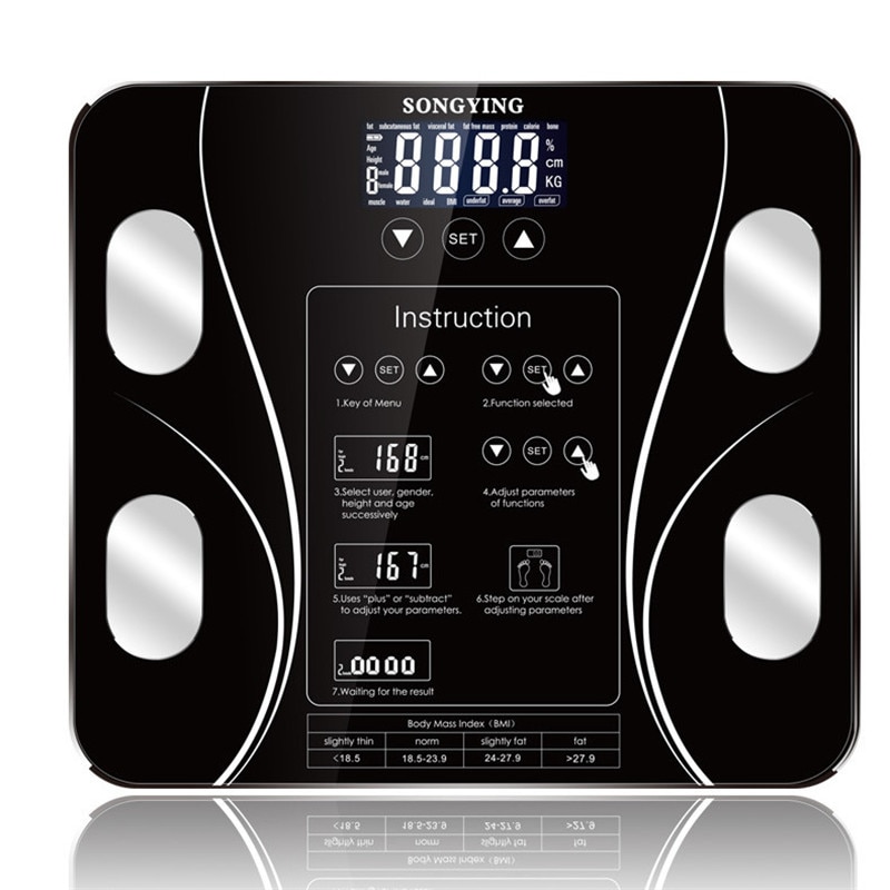 Smart Body Fat Scale Smart Wireless Digital Bathroom Weight Scale Body Composition Analyzer With Smartphone App Bluetooth