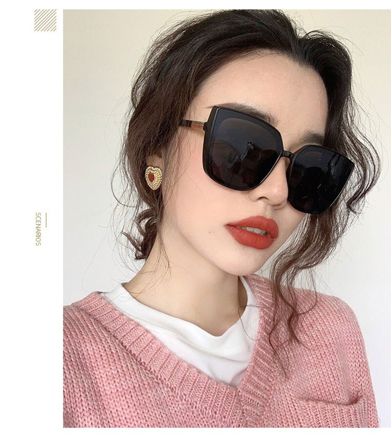 Gafas de sol de cara grande para hombre y mujer, lentes de sol de tendencia europea y americana, retro, con personalidad,: 2