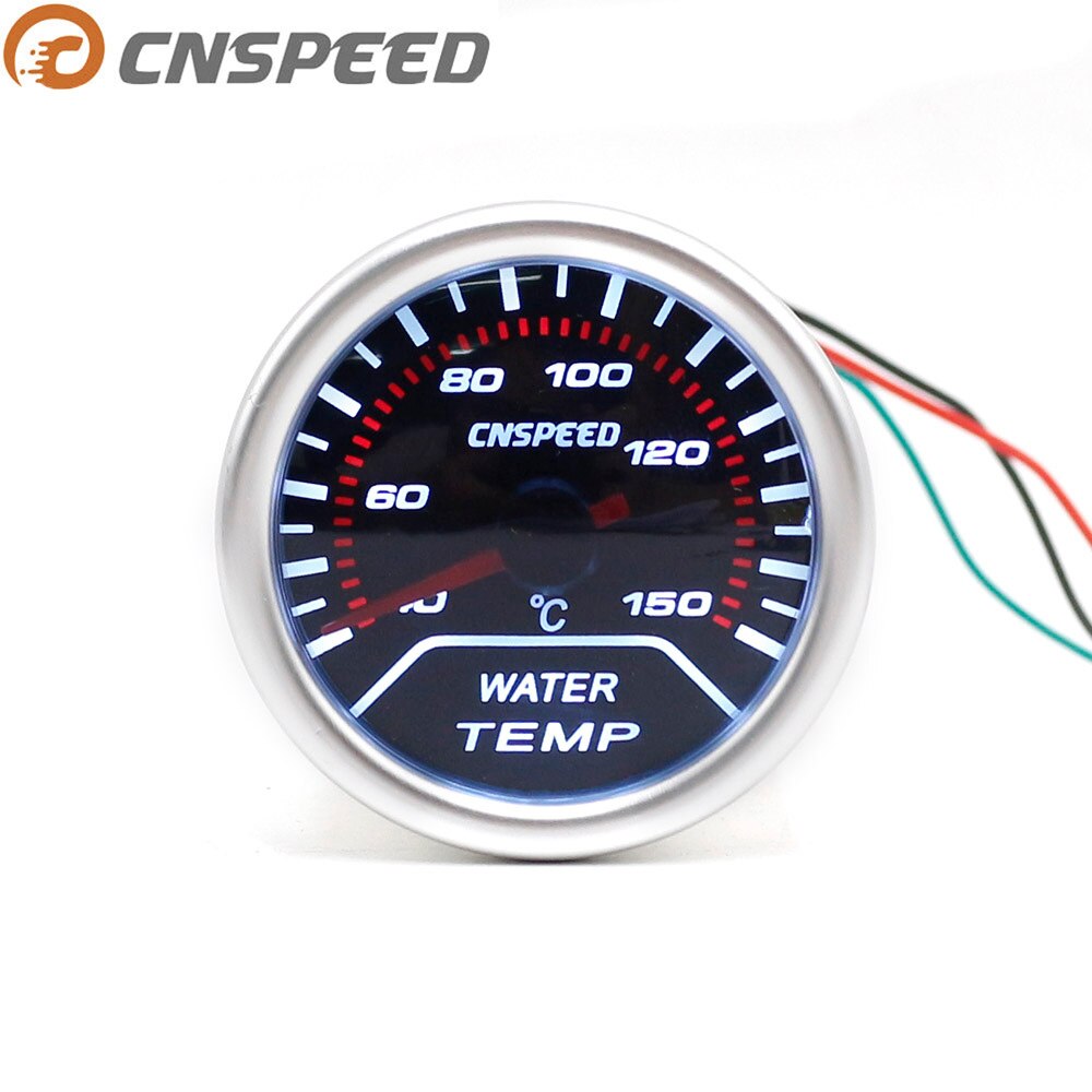 CNSPEED 2"52mm 12V Car Auto Water Temp Gauge 40-150C With Sensor NPT1/8 Car Water Temperature Meter Smoke Lens White LED Display