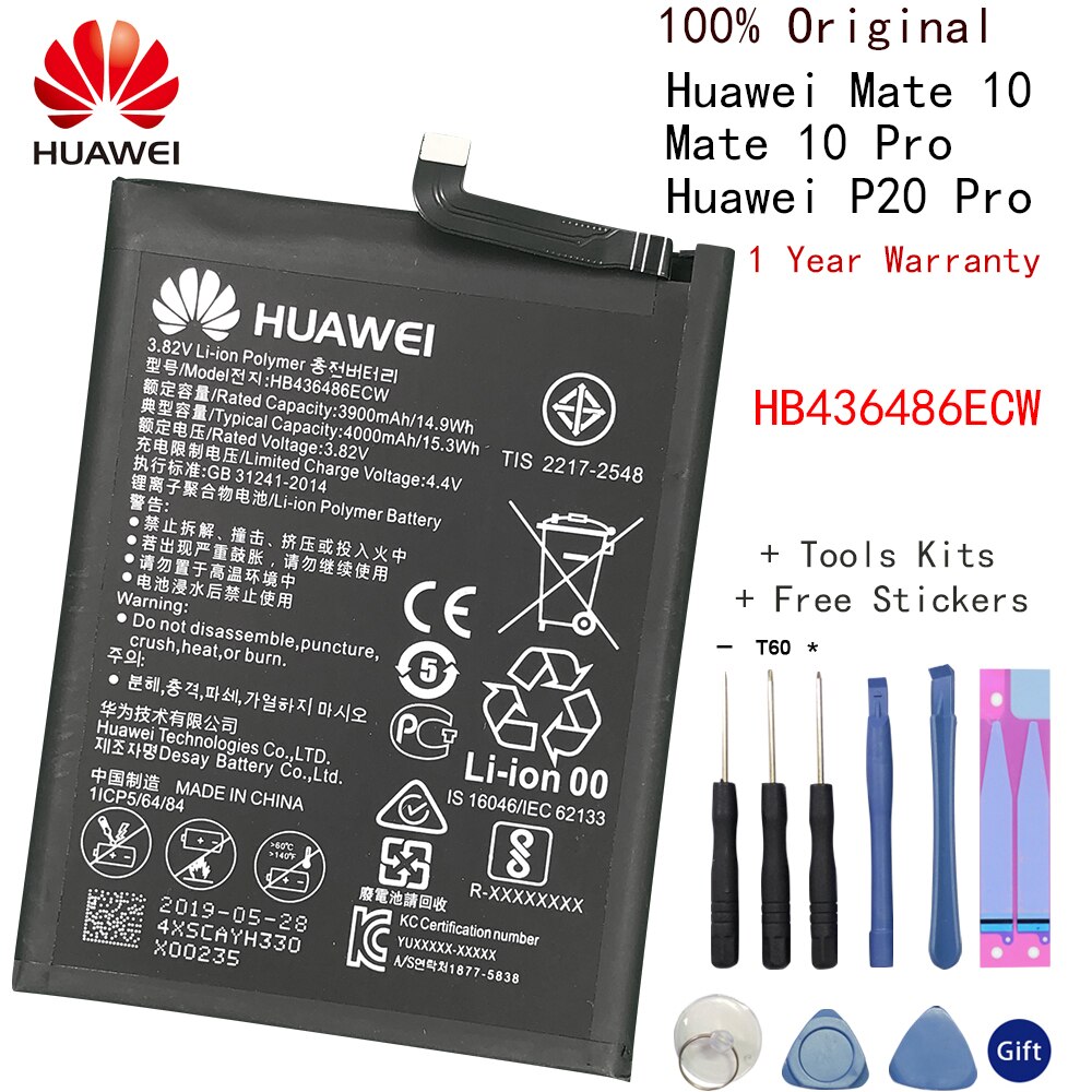 Huawei Mate 8 9 10 10 Lite 10/10 Pro P20 P10 plus honor 8 9 10 9i 10 Lite V9 Nova 2 3 4 2i Honor 6C 5A 7A 8A Batteria Originale: HB436486ECW