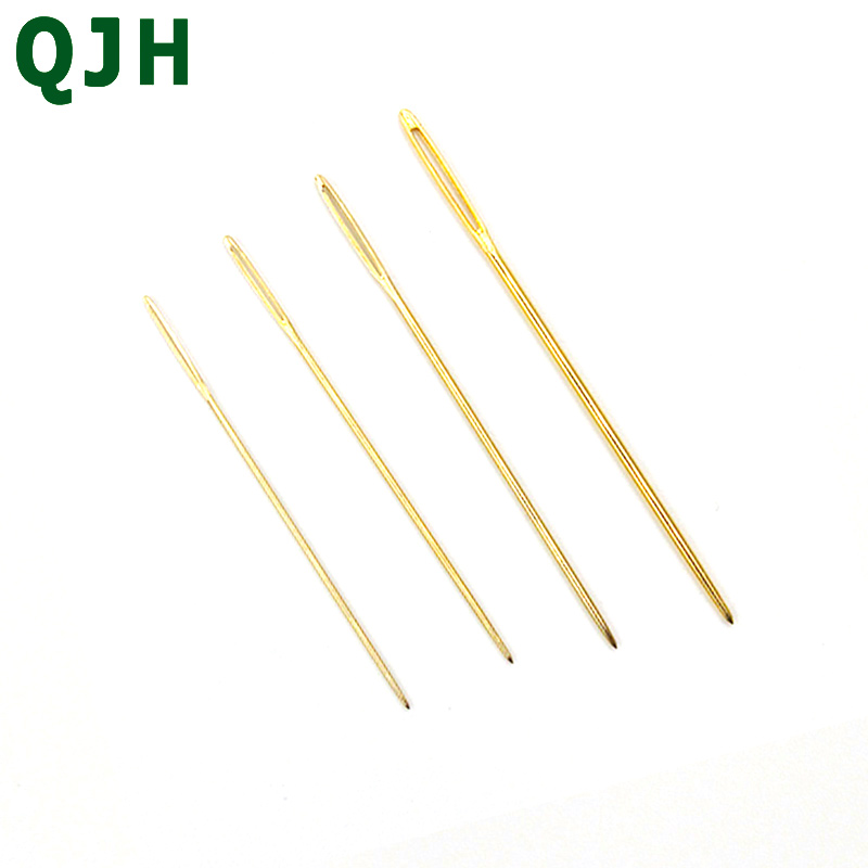 Aguja de coser DIY para hogar, 4 tamaños de pasacintas dorado para bordado a mano para tela de 9CT, 11CT, 14ct, 18CT, punto de cruz Roma con botella 10 Uds.