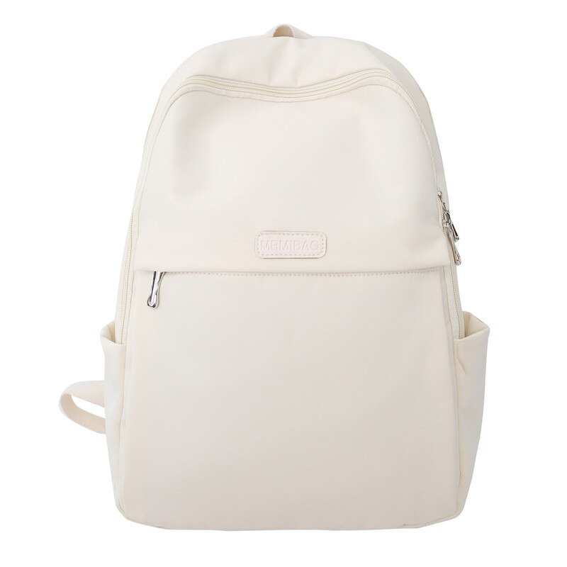 Damen-laptop-rucksack aus nylon, schultertasche im preppy-stil, einfarbig, ideal für mädchen: Weiß
