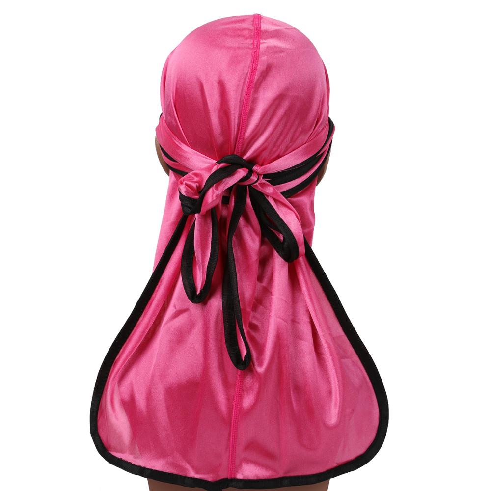 Men's Durag Satin Doo rag Solid Color Bandana Silky Turban: Rose Red