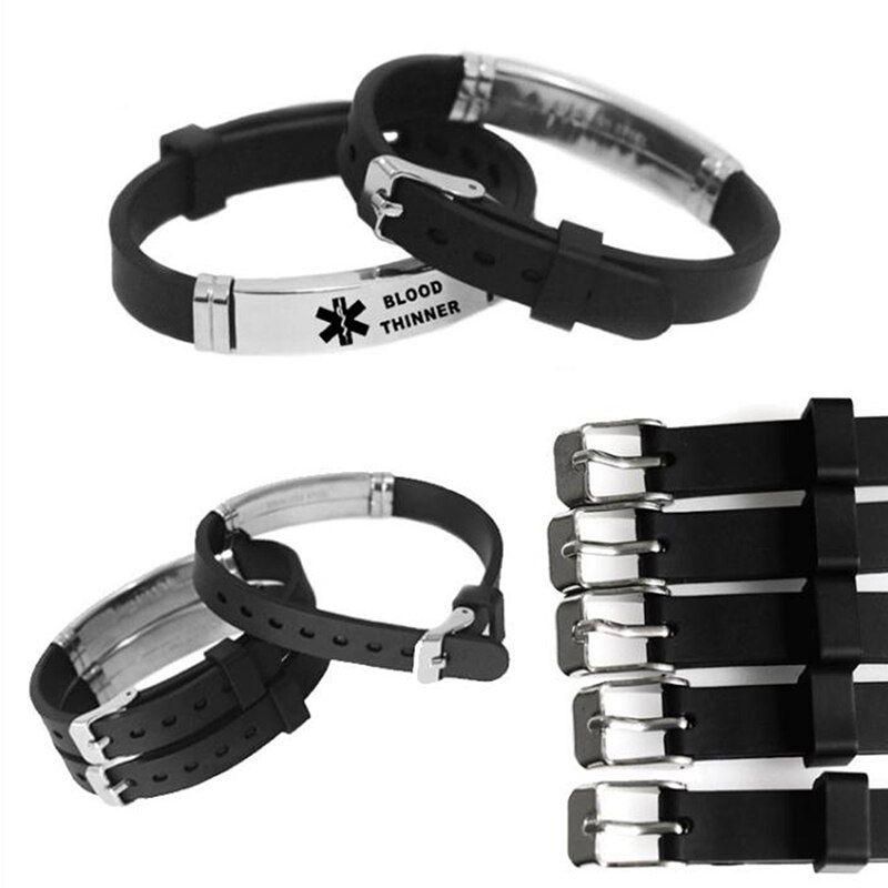 Mannen Alert Id Siliconen Armband Ijs Bangles Polsband Verstelbare Lengte Voor Mannen Vrouwen Kind Sieraden Type 1 Diabetes