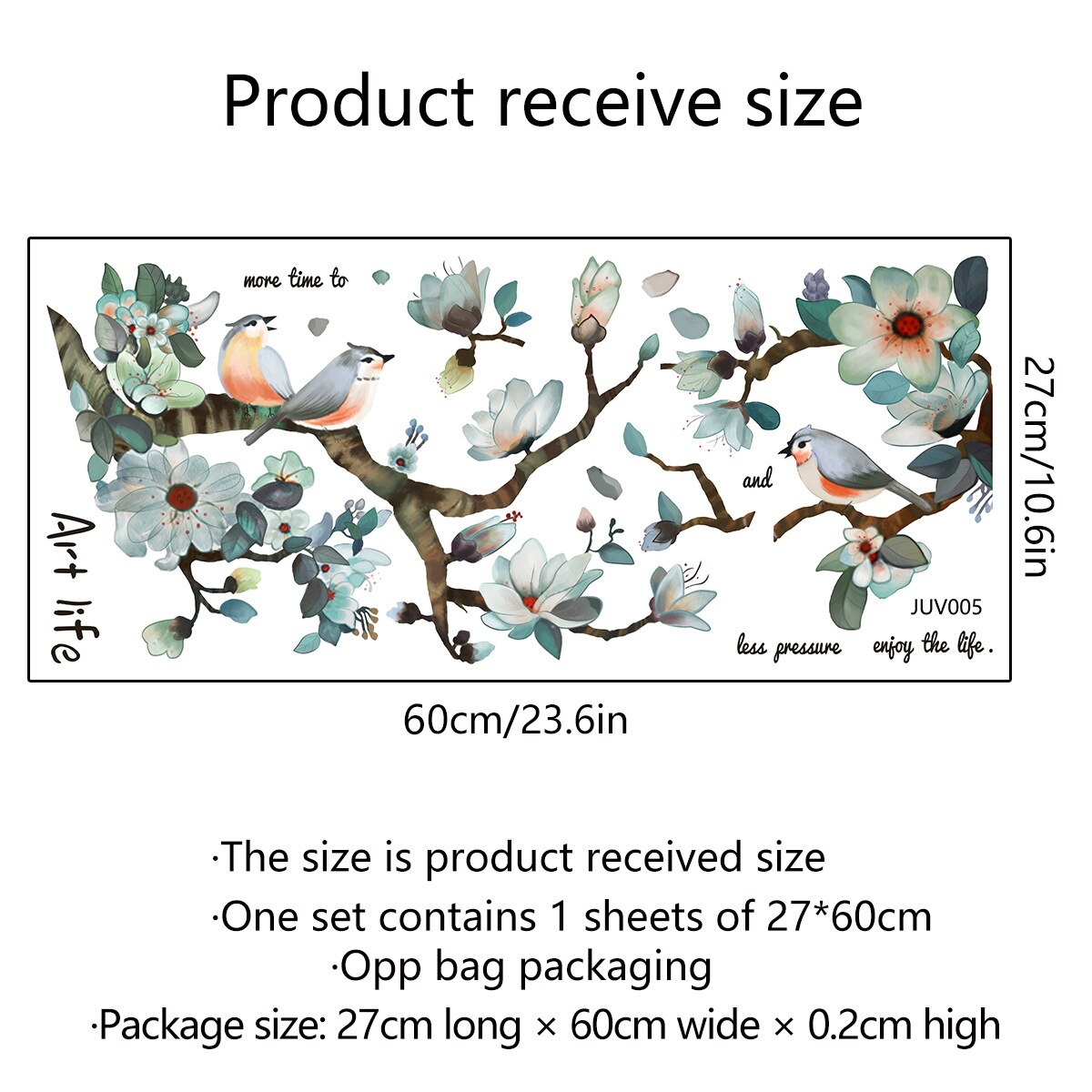 Ink Chinese Wind Branch Bird Glass Sticker Window Window Double-Sided Visual Decorative Wall Sticker: qz0640