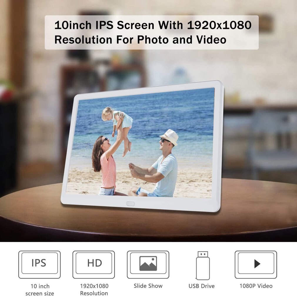 10 Inch LED Digital Photo Electronic Album Frame With Automatic Slideshow And True Color LCD Display Video Playing