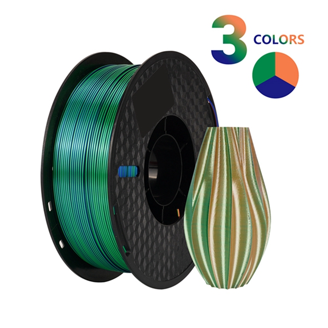 KINGROON-filamento de seda PLA de coextrusión tricolor, carrete de 1,75mm, 1KG (2,2 libras), plástico PLA de Triple color para impresora 3D y bolígrafo 3D: Rosa