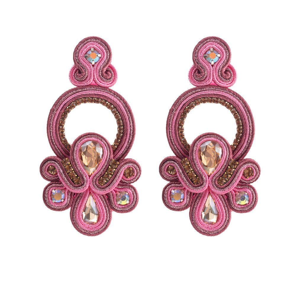 KPacTa Luxury Ladies Earrings Handmade Ethnic Earrings for Women Pendant Earrings Party National Wind: pink