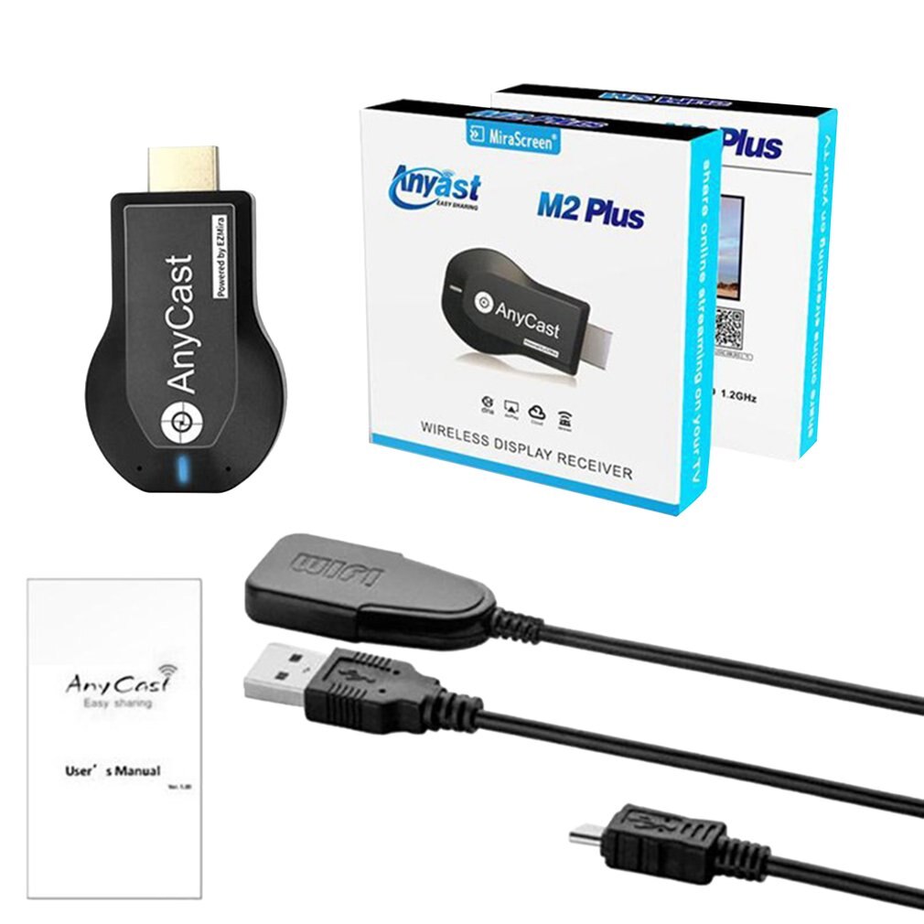 Tv Stick 1080P Draadloze Wifi Beeldscherm Tv Dongle Receiver Voor Anycast M2 Plus Voor Airplay 1080P Hdmi-compatibele Tv Stick: Blue box