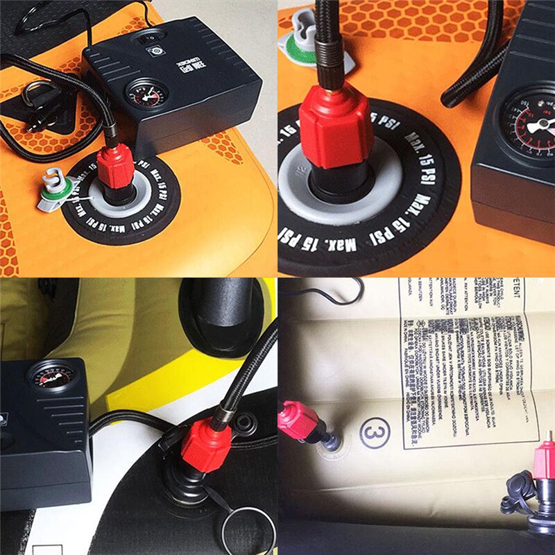 Air Pump Adapter Inflatable Paddle Rubber Boat Kayak Air Valve Adaptor Tire Compressor Converter 4 Nozzle