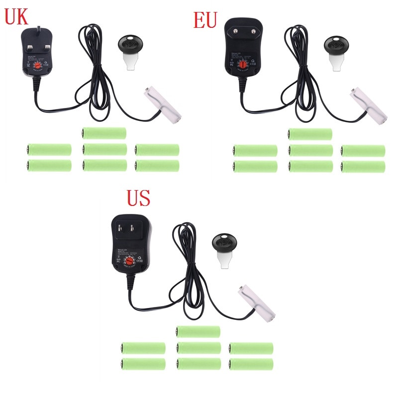 AA Battery Eliminator US/EU/UK Power Supply Adjustable Voltage 3V 4.5V 6V 9V 12V Adapter Can Replace 2AA to 8AA Batteries for To