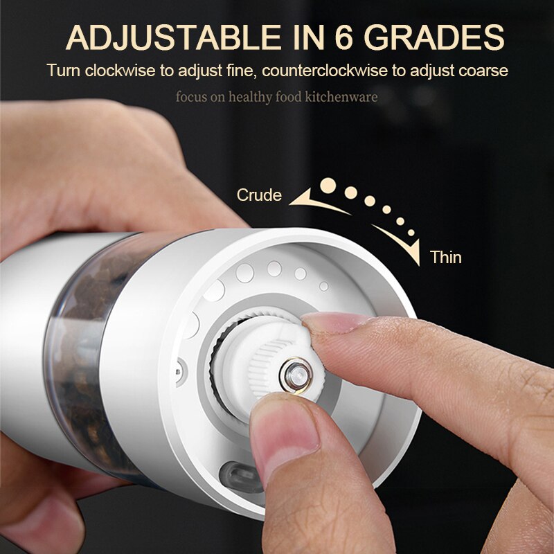 Elektrische Automatische Molen Peper En Zout Molen Usb Opladen Spice Zout Pepermolen Verstelbare Grofheid Molen Keuken Gereedschap