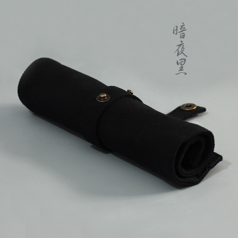 Duża pojemność piórnika z płótna, zwijany piórnik, piórnik, etui na długopisy, uchwyt na rolkę dla nauczyciela, ucznia, malarza: Burgundia