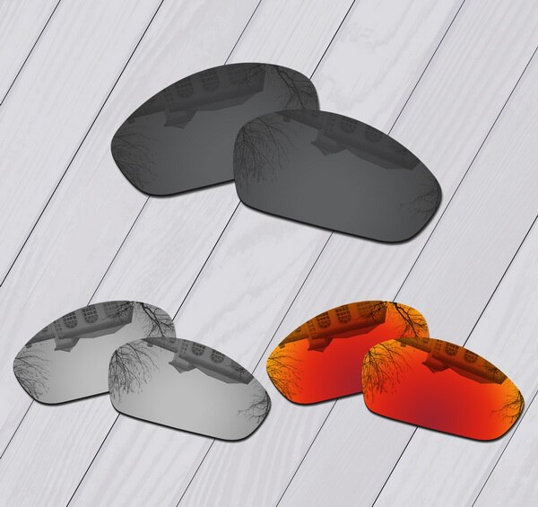 E.O.S Polarized Enhanced Replacement Lenses for Oakley Monster Dog Sunglasses - Multiple Choice: Black-Silver-Red