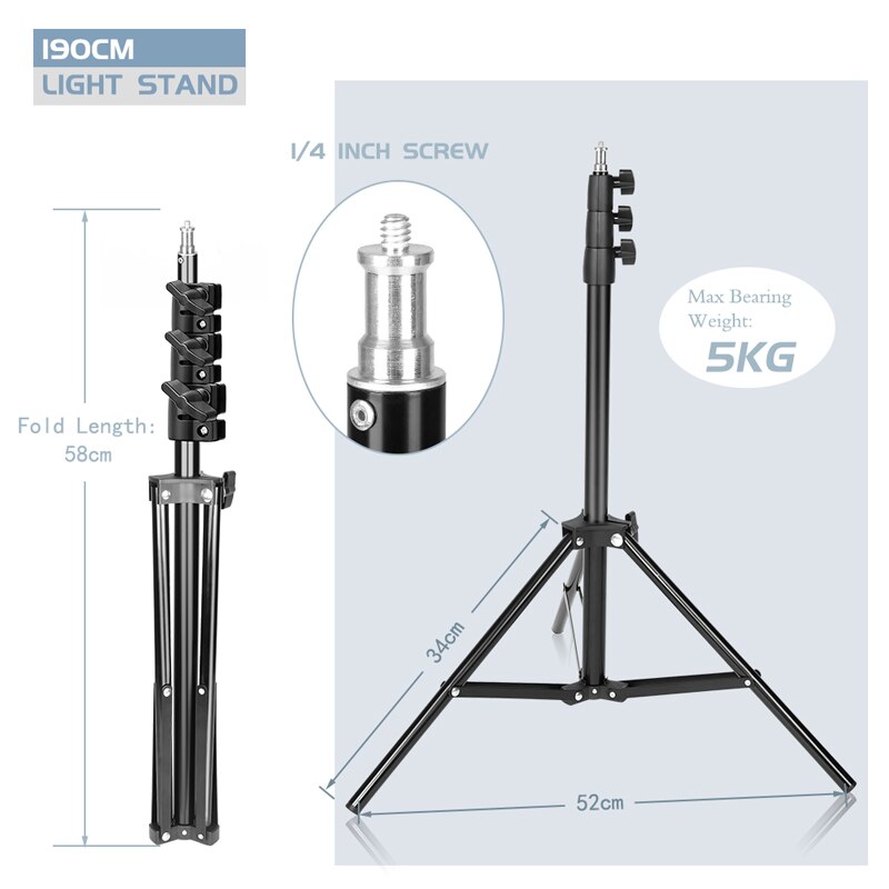 2m Light Stand Adjustable Photo Video Lighting Stand Heavy Duty Aluminum Alloy for Soft Box Photography Studio Equipment