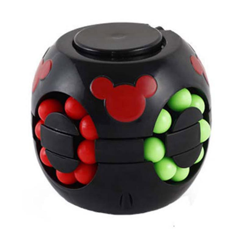 Toupie amusante pour le bout des doigts, 3 couleurs, jeu de décompression, Puzzle magique, boule Cube de haricots pour enfants et adultes: black