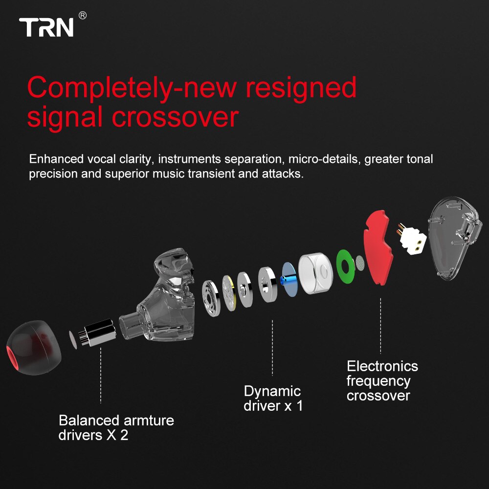 Original TRN V30 Kopfhörer 2BA + 1DD Triple Hybrid Treiber Bass In-ohr Abnehmbare Kabel HIFI Monitor Kopfhörer Mit 2PIN 0,75 MM