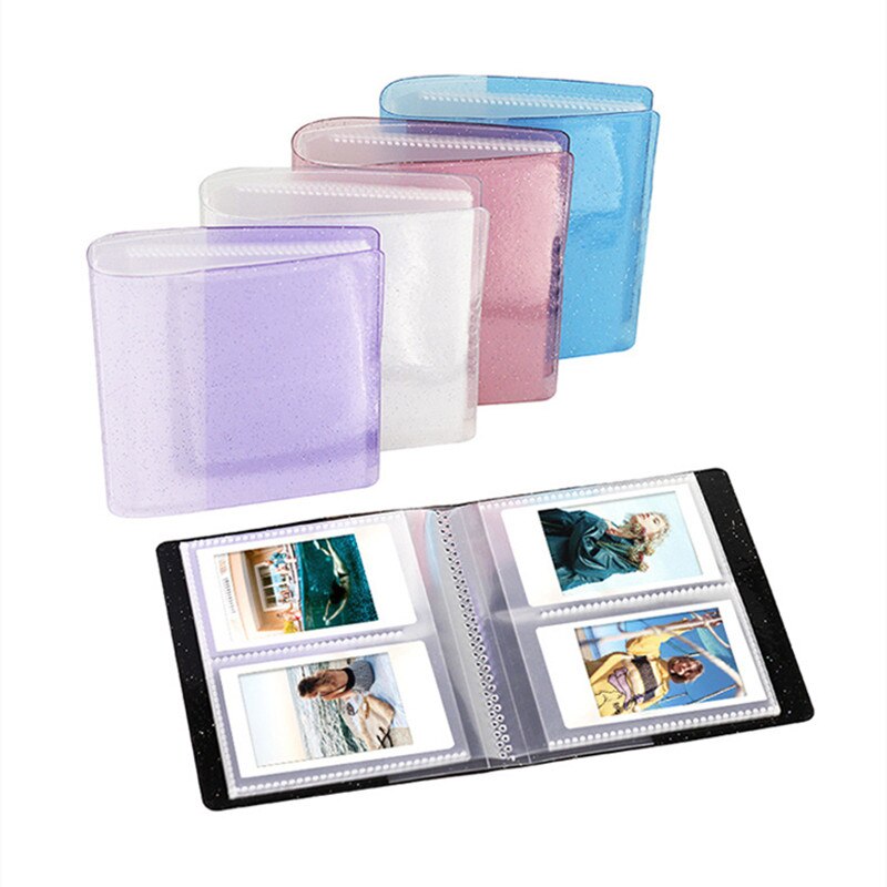 Mini Polaroid Fotoalbum - 64 Zakken Voor 3 Inch Foto's - Blauw PVC - Geschikt Voor Fujifilm Instax Mini Foto's - Compact Draagbaar