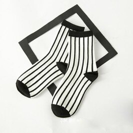 Calcetines de cuadros clásicos de pata de gallo para mujer, calcetín Harajuku de algodón, Vintage, Blanco, Negro, a rayas, con tubo: Azul