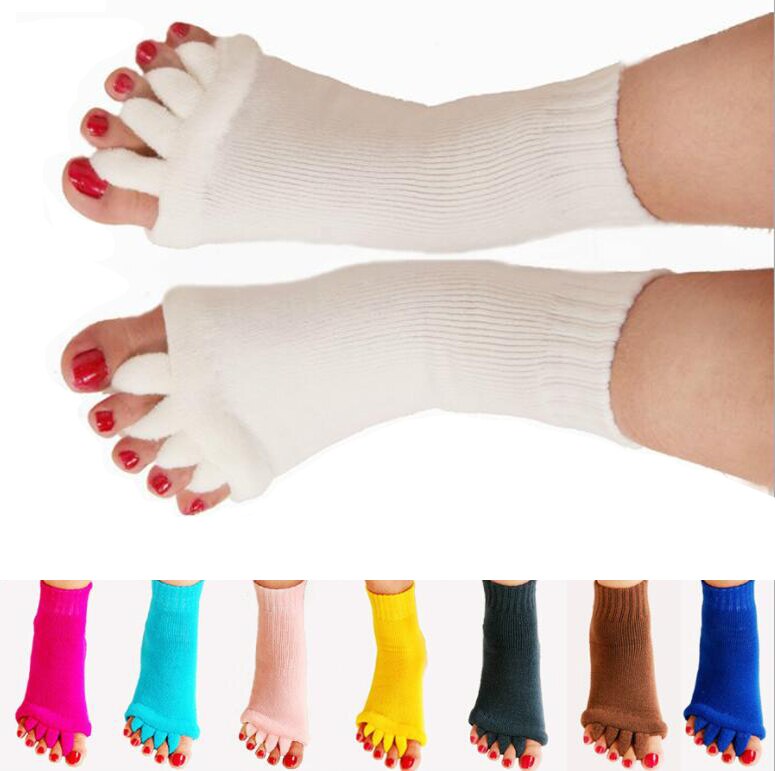 Calcetines para aliviar el dolor, dispositivo de pedicura, corrección de Hallux Valgus, cinco dedos del pie, separadores de dedos, 2 uds.