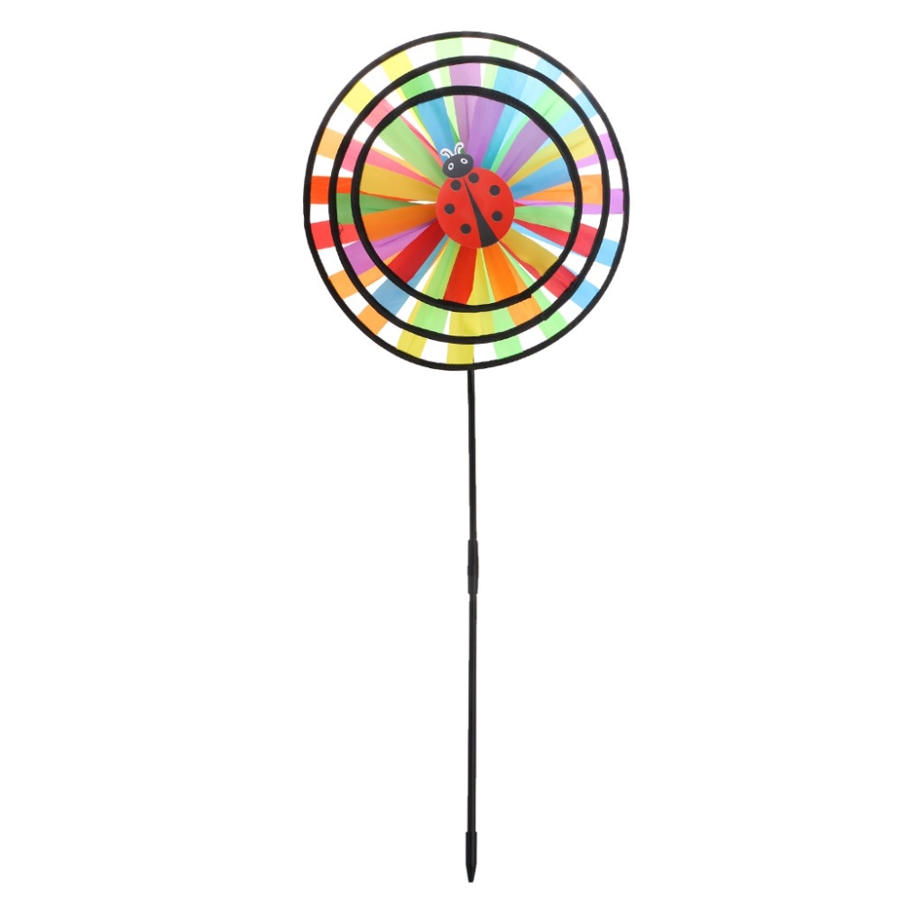 Kleurrijke Regenboog Triple Wiel Wind Spinner Windmolen Tuin Yard Outdoor Decor Kinderen Speelgoed