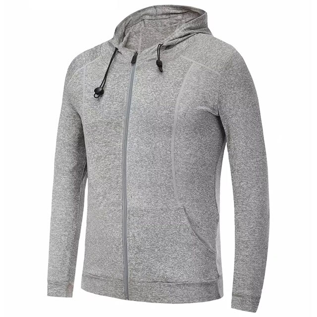 Løbejakker til mænd sport bodybuilding jogging fitness lange ærmer sportstøj hætte stramme fitness fodbold basketball jakker: Grå / Xl