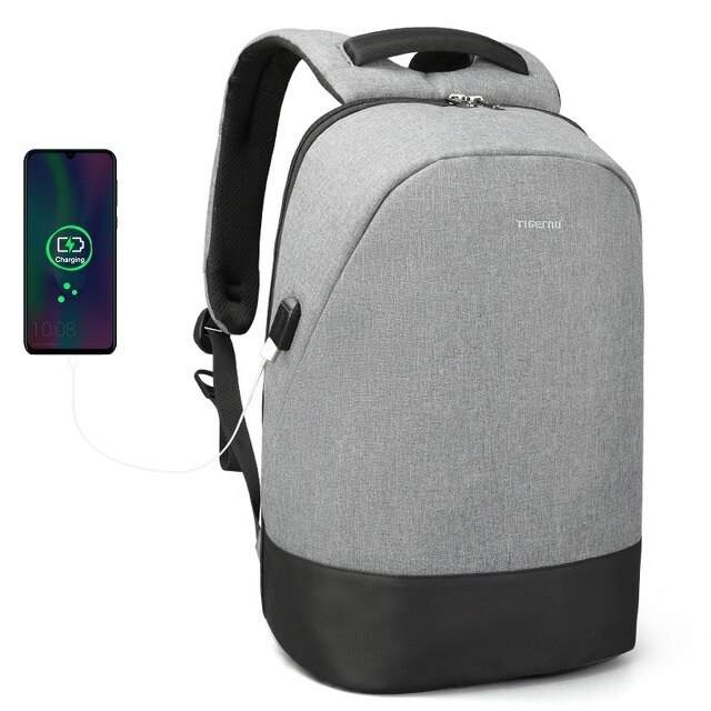 Reise Männlichen Mochila Schule Rucksack mit USB Lade Port für Frauen Männer Student Tasche Bookbag Passt 15,6 Zoll Laptop und notebook: Grey