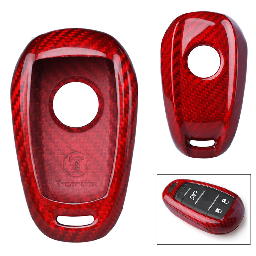 Real Carbon Fiber Car Remote Key Shell Cover Case For Alfa Romeo Giulia Stelvio Red