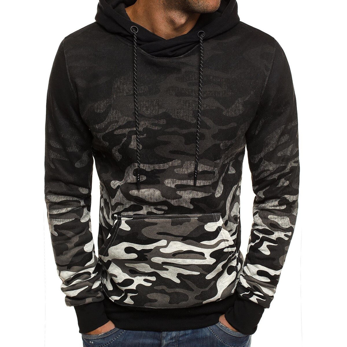 Løbe pullover herre hættetrøje camouflage lange ærmer hættetrøjer varm sweatshirt sportsjakke udendørs træning fitness sportstøj