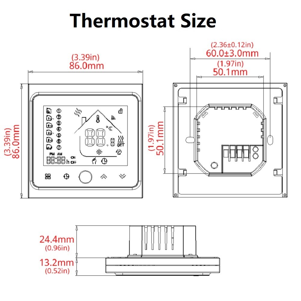 Elektrisk  ac95 ~ 240v golvvärme termostat svart temperaturregulator för golvvärme