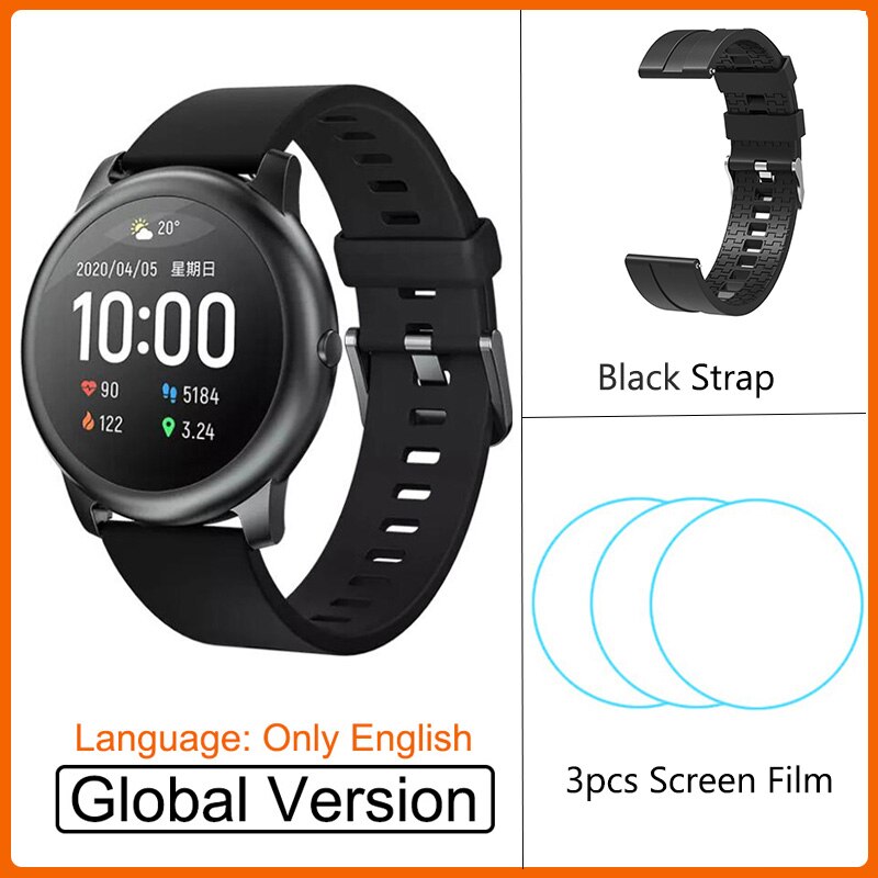 Youpin Haylou Solar LS05 Smart Uhr Sport Metall Herz Rate Schlaf Monitor IP68 Wasserdichte iOS Android Globale Version Für Xiaomi: Add Black Strap