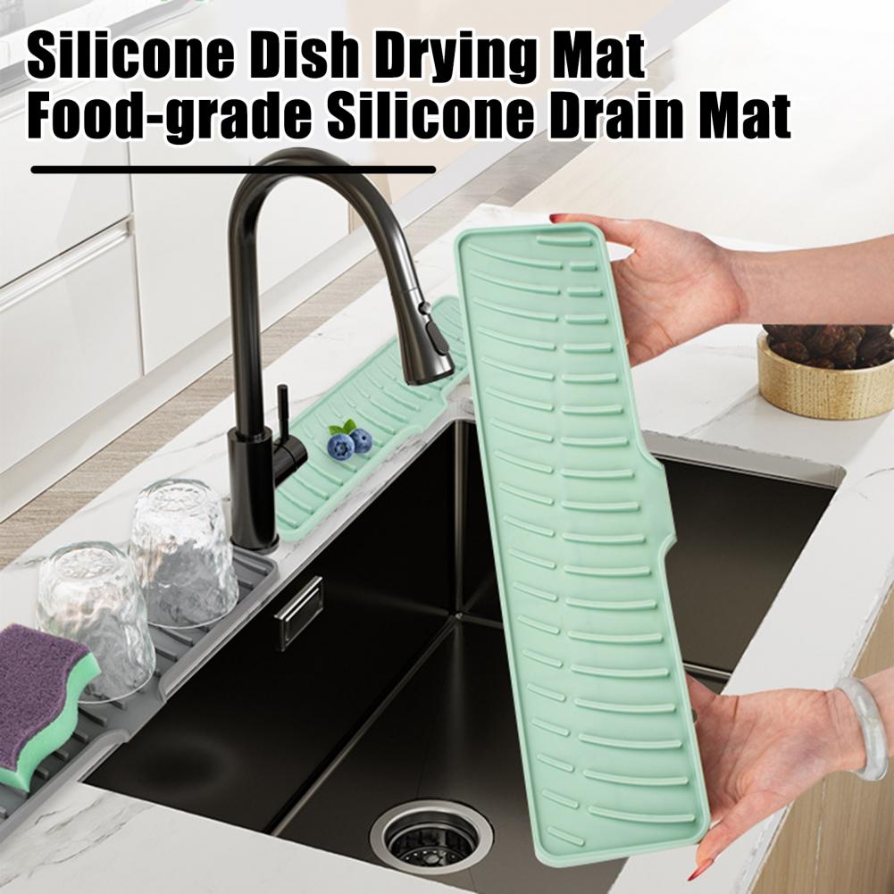 Drain Pad for Kitchen Sink Anti-slip Drainage Mat Anti-slip Silicone Drain Pad Faucet Splash Guard Set for Kitchen for Farmhouse