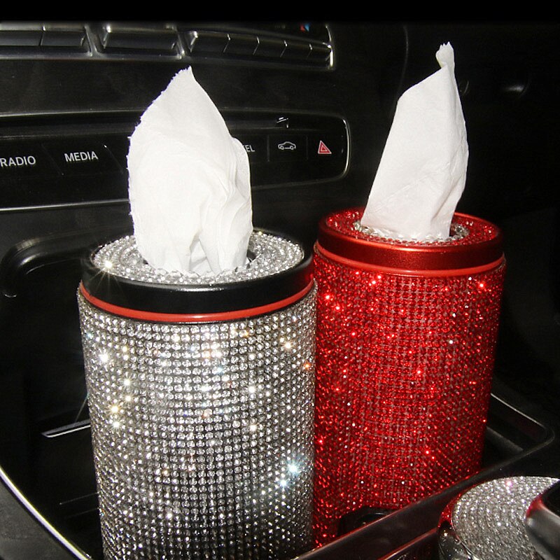 Car Rhinestone Crystal Diamond Tissue Box Diamante Block Type Office Car Luxury Rhinestone Leopard Tissue Paper Box Girls Women