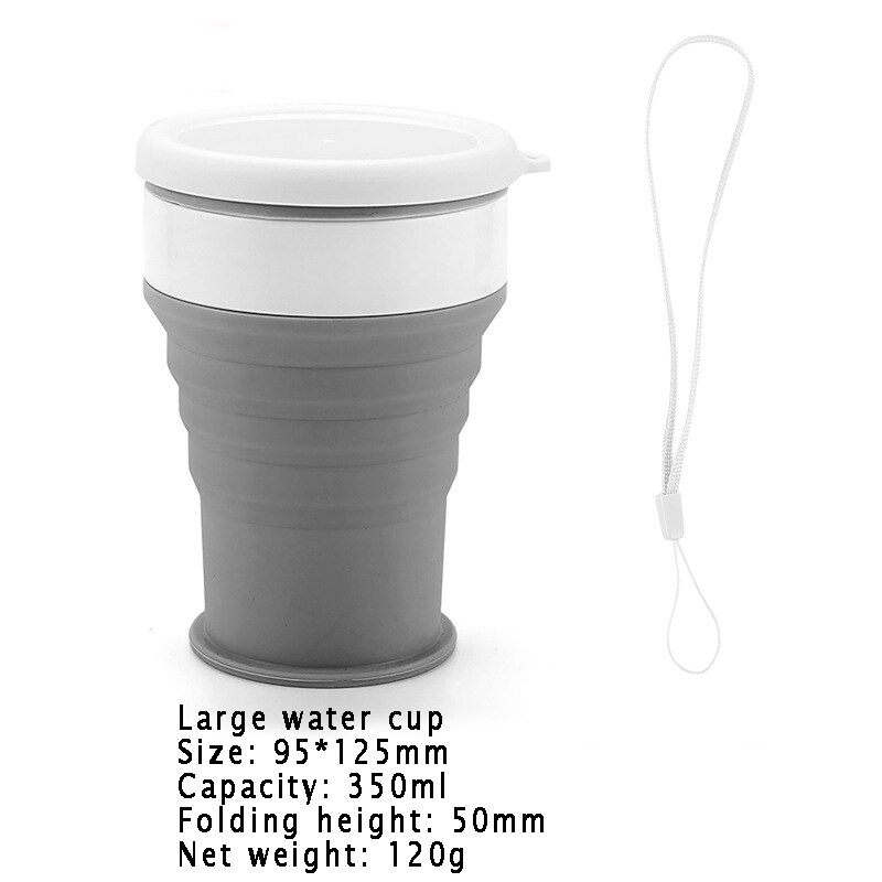 Nowy składany kubek silikonowy kubki robić kawy podróży składany kubek wody jedzenie stopień artykuły spożywcze odkryty kubek herbata kawa Handcup: L-szary