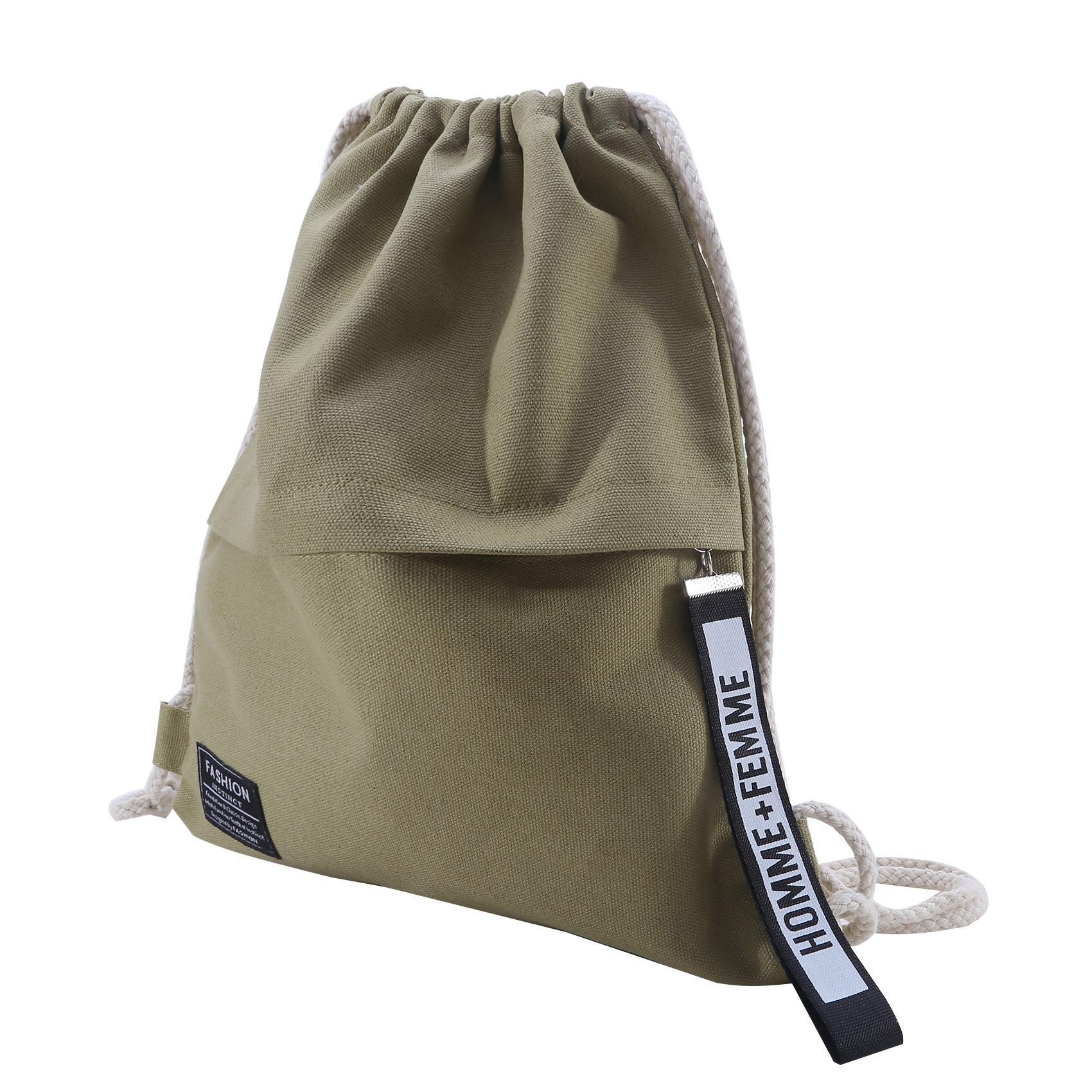 Canvas rugzak met trekkoord Mode School Gym Tas met trekkoord Casual String Knapzak Schoolrugzak voor tienervrouwen