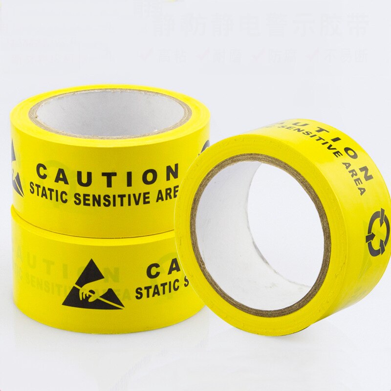 1 roll Adhesive ESD Caution Tape Chinese and English Print ESD Area Warning Tape for Cleanroom Floor Workshop Lab