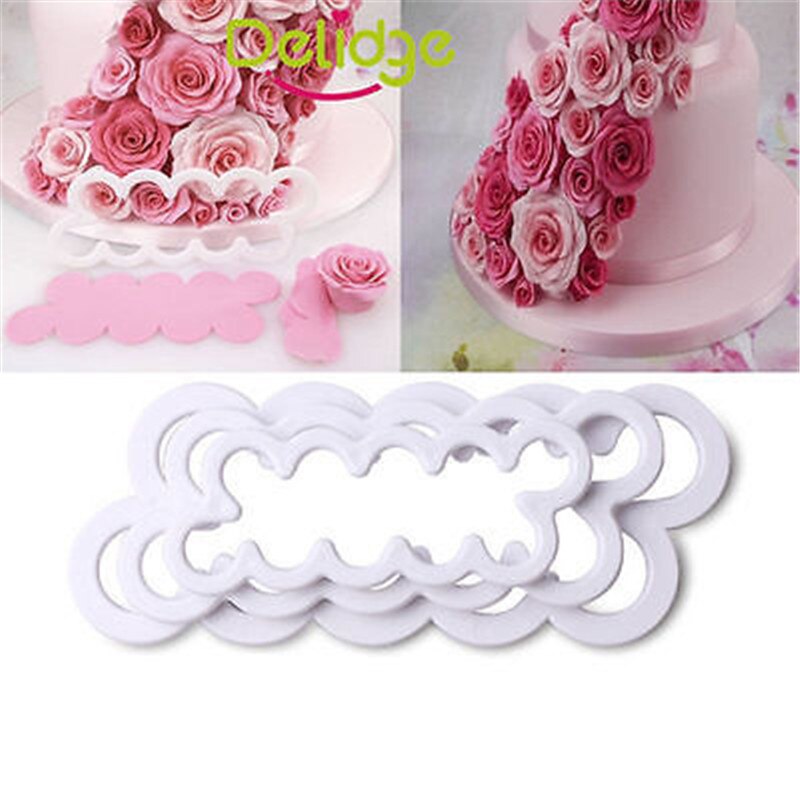 6 Stuks Bloem Fondant Siliconen Mallen, Roos Bloem en Pioenroos Siliconen Mal, Bloemblaadjes Siliconen Mal, Voor Taartdecoratie, Chocolade, Bakvorm (Wit