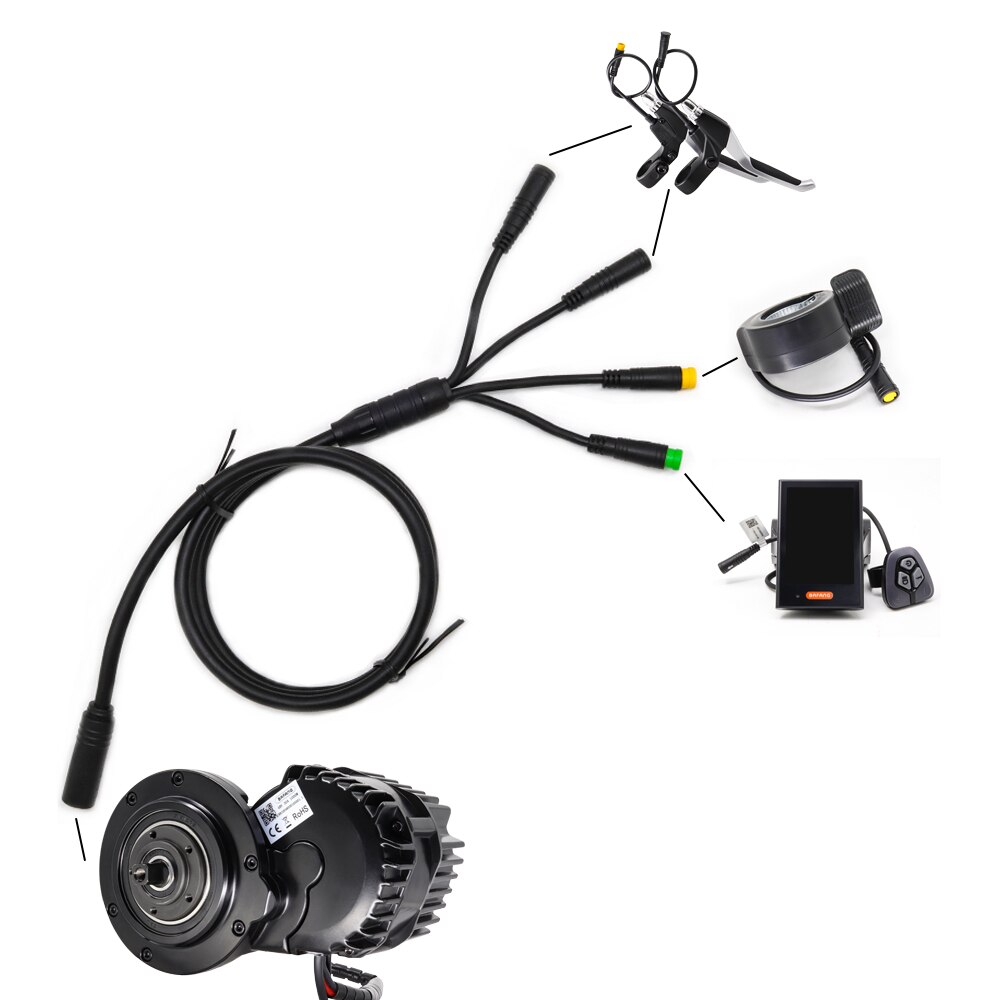 Bafang Cable Link Throttle Display Brake Lever 1T4 Cable Connector for Bafang BBS01 BBS02 BBSHD Mid Motor e bike Accessories