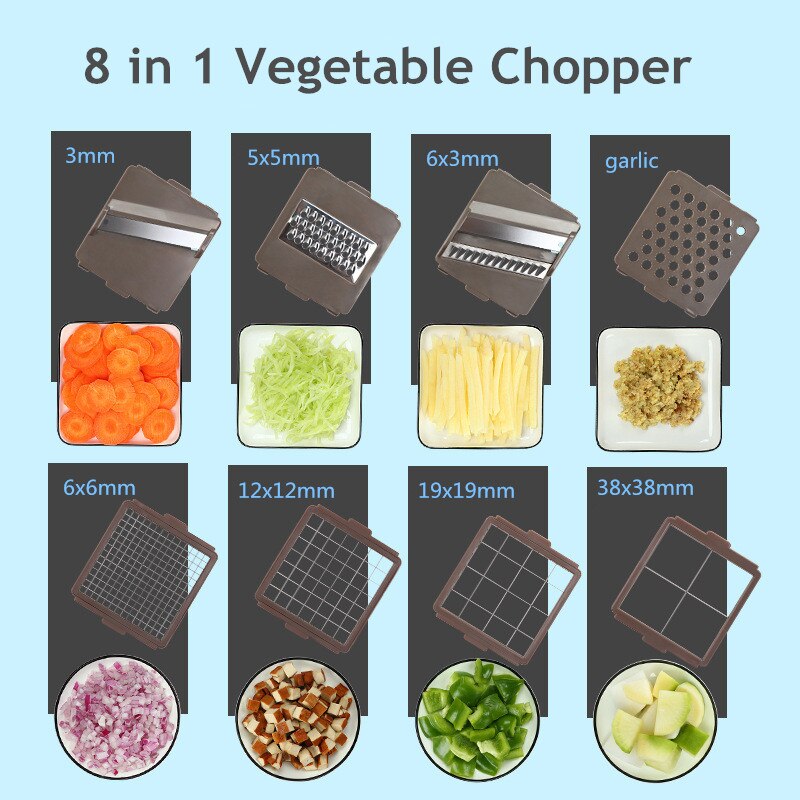 Ui Chopper Pro Groente Chopper Mandoline Slicer Dicer Met 8 Verwisselbare Bladen Veggie Chopper Cutter