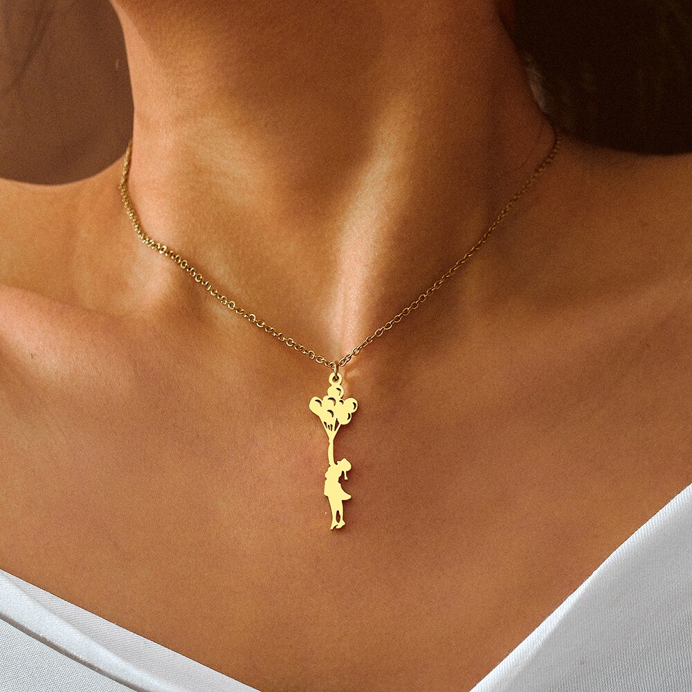 Collares de acero inoxidable para niña, cadena – Grandado