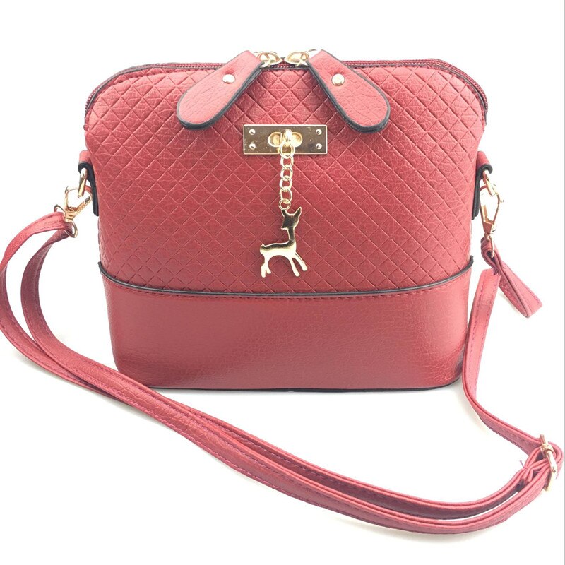 Kvinder skuldertasker mini taske med hjorte legetøjsskal form kvinder lille messenger crossbody taske dame lynlås håndtasker: Rød