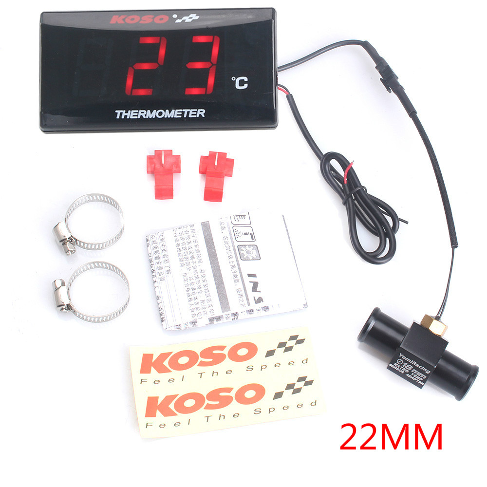 Universal Motorcycle Thermometer Instruments Water Temp Temperature Digital Display Meter Gauge Sensor Adapter For KOSO: Orange
