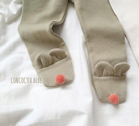 Herbst Winter niedlich Baby jungen mädchen kaninchen ohr Ball pantynose Kleinkind freundlicher baumwolle einfarbig Strümpfe 0-2Y: Grün / 24M