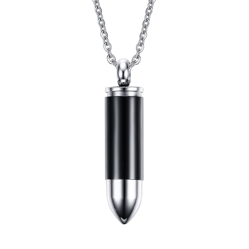 Vnox Hohl Punkt Kugel Anhänger Für Männer Frauen Hand Poliert Edelstahl Feuerbestattung Urne Halsketten Tough Mann Lässig Collier: black and silver / 60cm 24inch