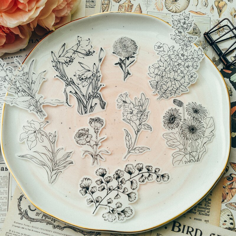 58pcs Flowers and Plants Paper Die Cut Stickers for Scrapbooking Happy Planner/Card Making/Journaling Project Craft