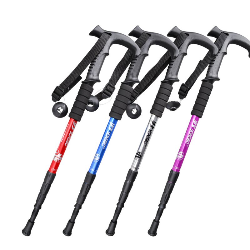 2Pcs Nordic Walking Sticks Telescopic Baton Trekking Poles Ultra Hiking Walking Canes With Rubber Tips Adjustable Bands